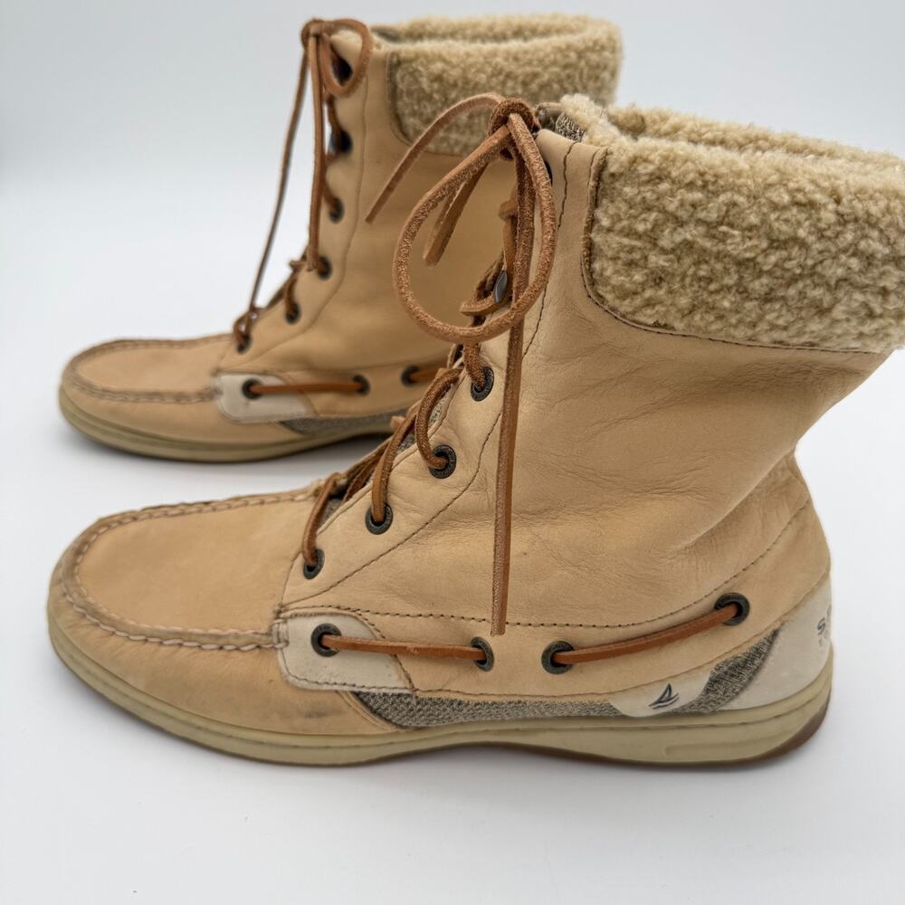 Sperry Top-Sider Shearling Lined Leather Lace Up Winter Boots Women's 10M